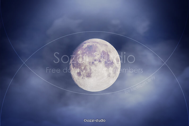 ブログ記事用無料イメージ画像：月の風景 雲の中の月４素材｜素材スタジオ