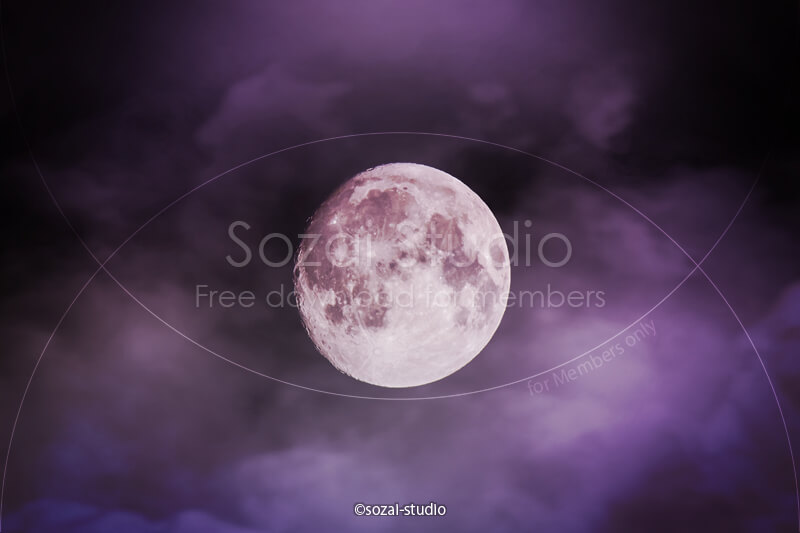 ブログ記事用無料イメージ画像：月の風景 雲の中の月４素材｜素材スタジオ
