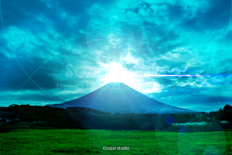 ブログ記事用無料イメージ画像：ダイヤモンド富士の風景４素材
