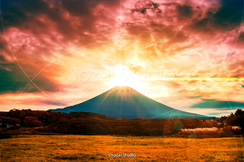 ブログ記事用無料イメージ画像：ダイヤモンド富士の風景４素材