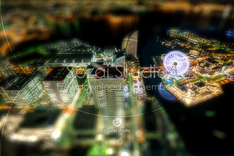 ブログ記事無料アイキャッチ画像：展望台からの横浜夜景４素材｜素材スタジオ